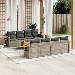 Maison Chic Salon de jardin 9 pcs avec coussins | Ensemble de Table et chaises | Mobilier d'Extérieur gris résine tressée -GKD74945