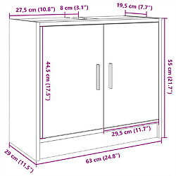 vidaXL Armoire de lavabo blanc 63x29x55 cm bois d'ingénierie pas cher