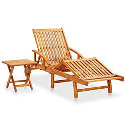 Helloshop26 Transat chaise longue bain de soleil lit de jardin terrasse meuble d'extérieur avec table et coussin bois d'acacia 02_0012628