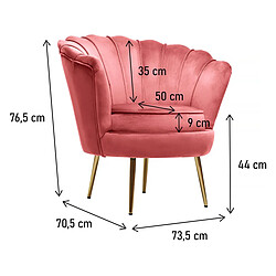 Avis Habitat Et Jardin Fauteuil velours Floria - 70 x 73 x 76 cm - Rose