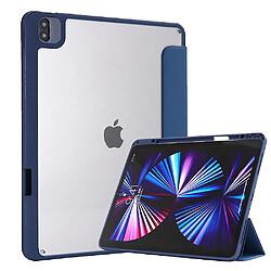 Universal YH-adapté pour 18/20/21 iPad Pro12.9 Hybrid Slim Case, avec coque arrière transparente, étui à amortissement, bleu de brume