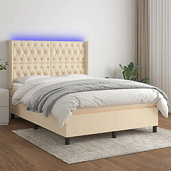 Sommier à lattes,Cadre à lattes de lit pour Adulte matelas et LED Crème 140x190 cm Tissu -MN94140