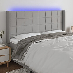 Maison Chic Tête de lit scandinave à LED,meuble de chambre Gris clair 203x16x118/128 cm Tissu -MN58584