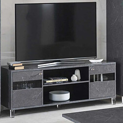 Dansmamaison Meuble TV marbre gris brillant - CARRARE