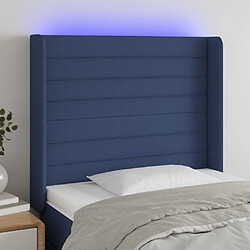 Maison Chic Tête de lit scandinave à LED,meuble de chambre Bleu 103x16x118/128 cm Tissu -MN12521