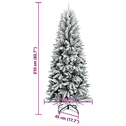 vidaXL Sapin de Noël artificiel avec neige floquée 210 cm PVC et PE pas cher