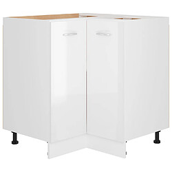 vidaXL Armoire d'angle Blanc brillant 75,5x75,5x80,5 cm Aggloméré