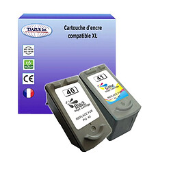 2x Cartouches Compatibles avec Canon Pixma iP1020 iP1200 iP1300 remplace Canon PG40, CL41 (Noire+Couleur) - T3AZUR