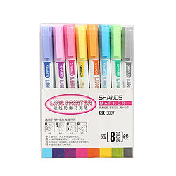 Dessin stylo marqueur surligneur double ligne contour 8 couleurs pour l'école - Multicolore