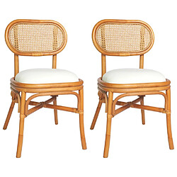 Maison Chic Lot de 2 Chaises à manger,Chaise pour cuisine,Solide Structure marron clair Lin -MN16236