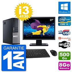 PC Dell 9020 SFF Ecran 27" Intel i3-4130 RAM 8Go Disque 500Go Windows 10 Wifi - Occasion