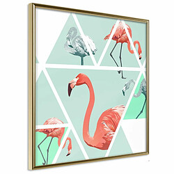 Paris Prix Affiche Murale Encadrée Tropical Mosaic with Flamingos 20 x 20 cm Or