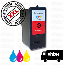 Vhbw Cartouche encre recyclée 3 couleurs pour LEXMARK NR. 43 / 41 / 41a / 18Y0341E / 18Y0141E / 18YX143E / 18Y0143