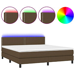 vidaXL Sommier à lattes de lit matelas et LED Marron foncé 180x200cm