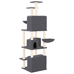 Acheter vidaXL Arbre à chat avec griffoirs en sisal Gris foncé 180 cm