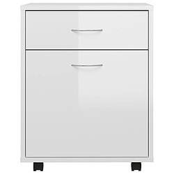 Avis vidaXL Armoire à roulettes Blanc brillant 45x38x54cm Bois d’ingénierie