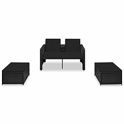 Maison Chic Salon de jardin 3 pcs + coussins - Mobilier/Meubles de jardin - Table et chaises d'extérieur Résine tressée Noir -MN14936