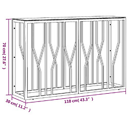 vidaXL Table console 110x30x70 cm acier inoxydable et verre pas cher