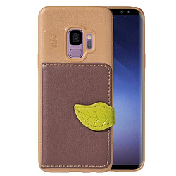 Wewoo Housse en cuir magnétique de style feuille pour Galaxy S9, avec porte-monnaie & fentes cartes & & cadre photo marron