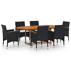 Maison Chic Ensemble de salle à manger de jardin 7 pcs,Table et chaises d'extérieur Résine tressée Noir -GKD686569