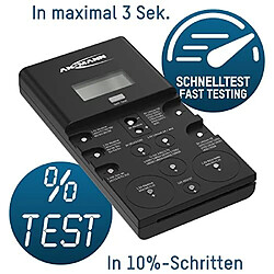 Avis ANSMANN Testeur de piles Energy Check LCD (1 pce) ? Testeur de piles universel pour piles alcalines, zinc-air, lithium, Li-Ion et NiMH/NiCd ? Testeur de batterie et pile compact à affichage LCD