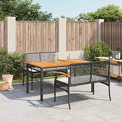 vidaXL Ensemble à manger de jardin avec coussins 3 pcs Noir