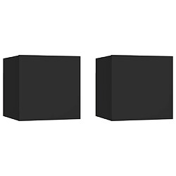 vidaXL Tables de chevet 2 pcs Noir 30,5x30x30 cm Bois d'ingénierie