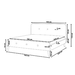 Avis Beliani Lit double en tissu gris clair 180 x 200 cm RENNES