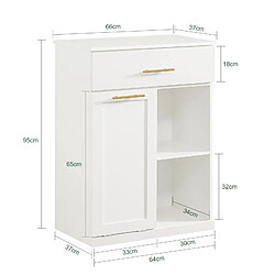 SoBuy BZR66-W Armoire à Linge avec Sac à Linge Pliable, Commode pour Salle de Bain, Sac à Linge, 2 tiroirs et 2 Compartiments, Panier à Linge