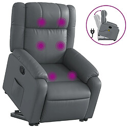 Maison Chic Fauteuil Relax pour salon, Fauteuil inclinable de massage Gris Similicuir -GKD76584