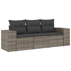 Maison Chic Salon de jardin avec coussins 3 pcs | Ensemble de Table et chaises | Mobilier d'Extérieur gris résine tressée -GKD76647