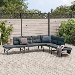 vidaXL Bancs de jardin avec coussins lot de 4 acier enduit de poudre