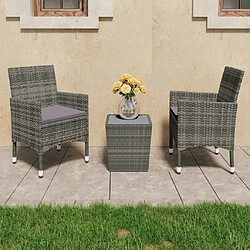 Maison Chic Table de bistro et chaises d'extérieur 3 pcs,Ensemble de bistro de jardin pour relax Résine tressée et verre trempé Gris -GKD183286