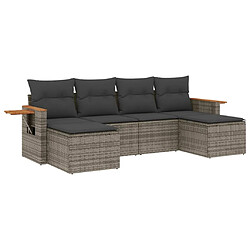 Maison Chic Salon de jardin 6 pcs avec coussins | Ensemble de Table et chaises | Mobilier d'Extérieur gris résine tressée -GKD50861