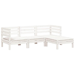 vidaXL Canapé de jardin 3 places et repose-pied blanc bois pin massif