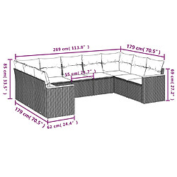 Avis Maison Chic Salon de jardin 9 pcs avec coussins | Ensemble de Table et chaises | Mobilier d'Extérieur gris résine tressée -GKD81453