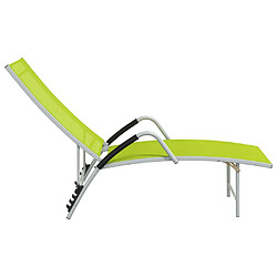 Helloshop26 Transat chaise longue bain de soleil lit de jardin terrasse meuble d'extérieur textilène et aluminium vert 02_0012936