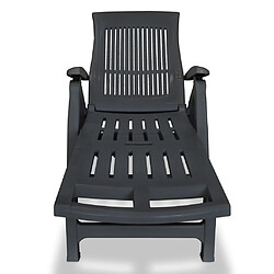 Helloshop26 Transat chaise longue bain de soleil lit de jardin terrasse meuble d'extérieur avec repose-pied plastique anthracite 02_0012587