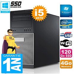 PC Tour DELL 9020 Core I5-4570 Ram 4Go Disque 120 Go SSD Graveur DVD Wifi W7 - Occasion