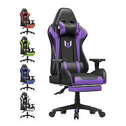 Chaise Gaming - Chaise de jeu avec repose-pieds - Chaise de jeu Rattantree Vedio - Avec support lombaire - Siège arrière inclinable à 90-150° - Hauteur du siège réglable - Violet