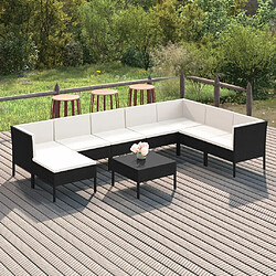 vidaXL Salon de jardin 9 pcs avec coussins Résine tressée Noir