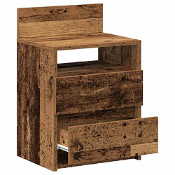 Acheter vidaXL Table de chevet avec 2 tiroirs vieux bois 40x33x60 cm