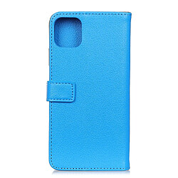 Etui en PU peau de litchi magnétique bleu pour votre Apple iPhone 12 Max/12 Pro 6.1 pouces