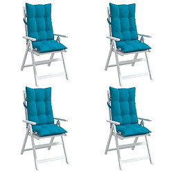 Avis vidaXL Coussins de chaise à dossier haut lot de 4 bleu clair