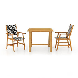 Salle à manger de jardin 3 pcs,Table et chaise à dîner Bois d'acacia solide -MN49130