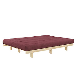 Avis Inside 75 Banquette convertible futon LEAN bois de pin coloris bordeaux 130x200 cm