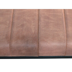 Acheter Pegane Banc 3 places en métal et cuir coloris marron - Longueur 150 x Hauteur 48 x Profondeur 38 cm