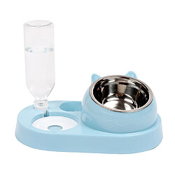 Nourrisseur Chien Double Bols En Acier Inoxydable Chiot Pet Chat Bols Nourriture Eau Bleu