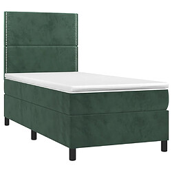 Avis Maison Chic Structures de lit + matelas,Lit à sommier tapissier avec matelas Vert foncé 90x190 cm -MN45063