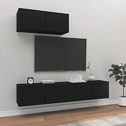 vidaXL Ensemble de meubles TV 3 pcs Noir Bois d'ingénierie